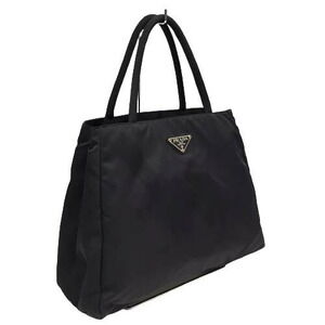 Prada Handbag Pocono Nylon Tote Bag Black Open School
